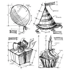 Tim Holtz Cling Stamps - Birthday Blueprint