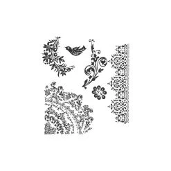 Tim Holtz Cling Stamps - Floral Tattoo