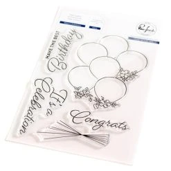 Pinkfresh Studio Clear Stamp Set 4"X6" - Ribbons & Balloons