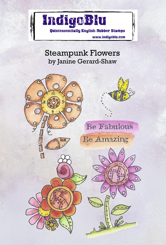 IndigoBlu Steampunk Flowers A6 Rubber Stamps 3 IndigoBlu Steampunk Flowers A6 Rubber Stamps