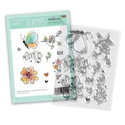 Polkadoodles Hearts And Flowers Butterfly 2 Craft Stamps 10pcs
