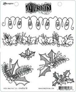 Ranger Dylusions Cling Stamp Set Christmas Holly And The Ivy